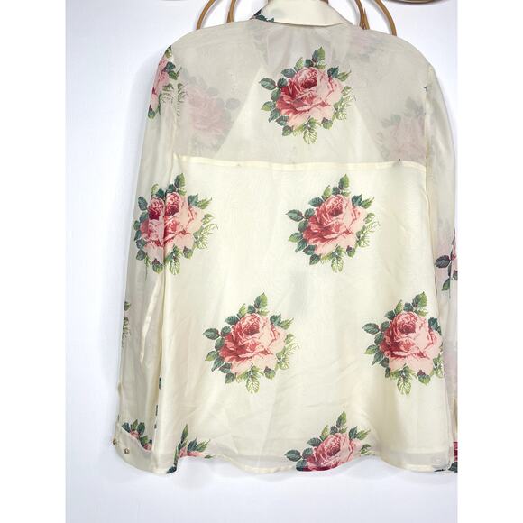 J. Peterman New Era English Blouse ivory, pink 6 - Picture 6 of 8